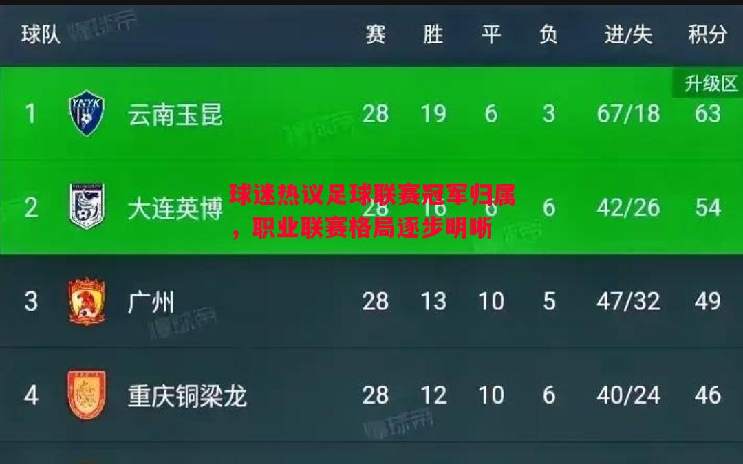 球迷热议足球联赛冠军归属，职业联赛格局逐步明晰