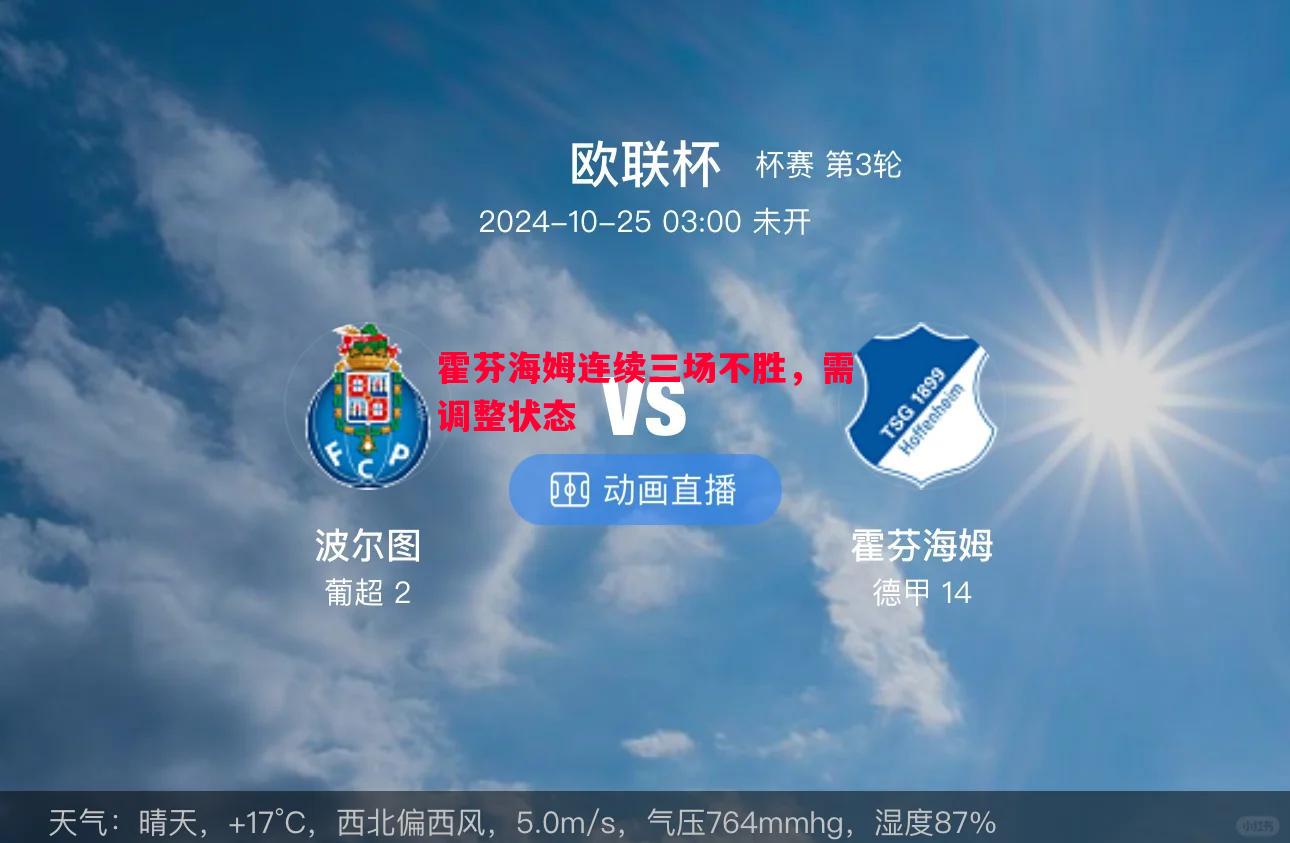 FB体育官方网站-霍芬海姆连续三场不胜，需调整状态